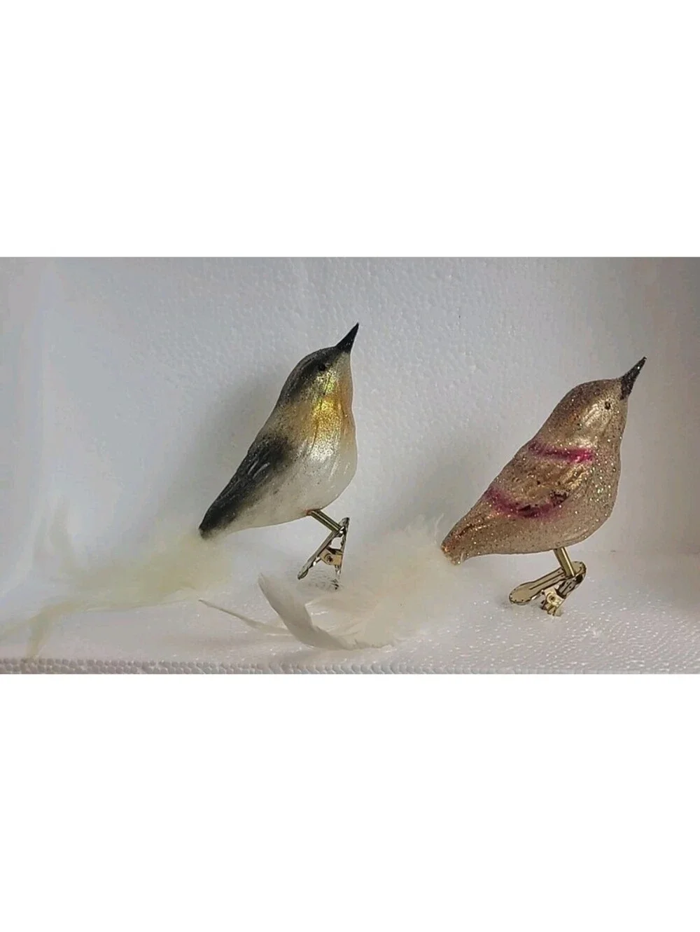 Vintage Mercury Hand Blown Glass Clip On Bird Christmas Ornaments Made In Poland